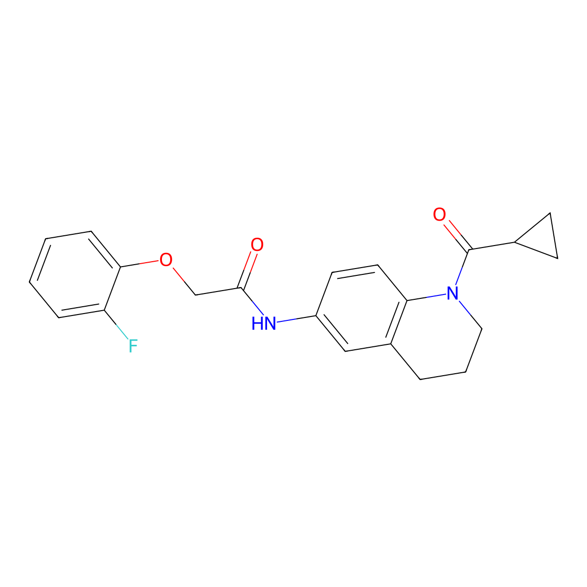 N-[1-(cyclopropanecarbonyl)-3,4-dihydro-2H-quinolin-6-yl]-2-(2-fluorophenoxy)acetamide molecular structure, CAS 1005298-26-9