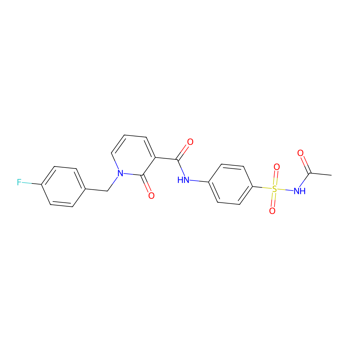 N-(4-(N-acetylsulfamoyl)phenyl)-1-(4-fluorobenzyl)-2-oxo-1,2-dihydropyridine-3-carboxamide molecular structure, CAS 1005298-27-0