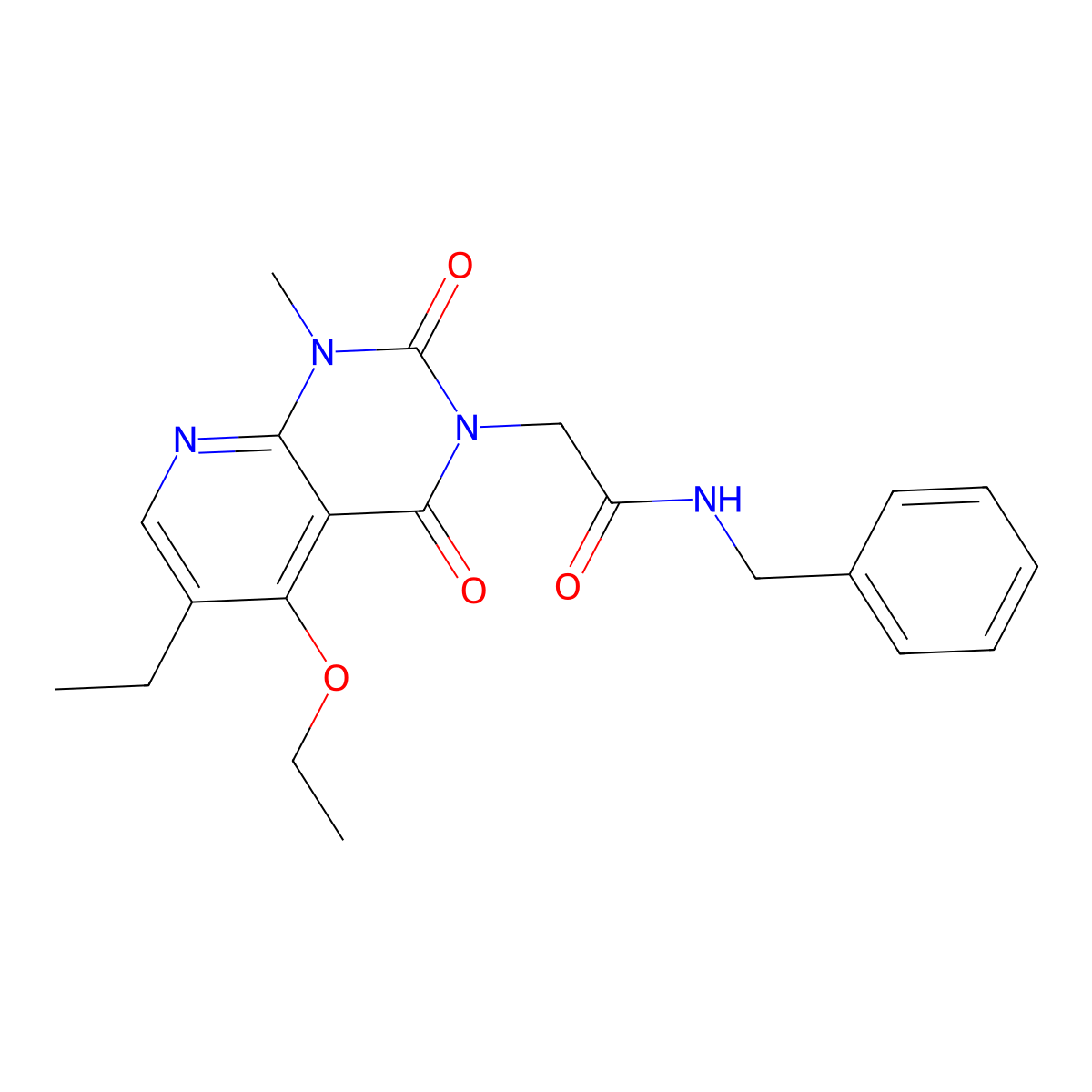 N-benzyl-2-(5-ethoxy-6-ethyl-1-methyl-2,4-dioxo-1,2-dihydropyrido[2,3-d]pyrimidin-3(4H)-yl)acetamide molecular structure, CAS 1005298-28-1