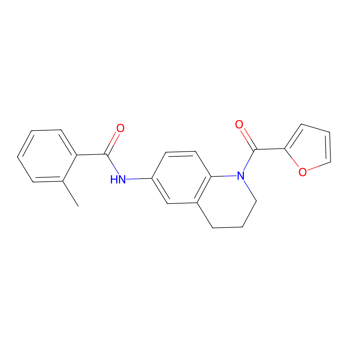 N-[1-(furan-2-carbonyl)-1,2,3,4-tetrahydroquinolin-6-yl]-2-methylbenzamide molecular structure, CAS 1005298-32-7