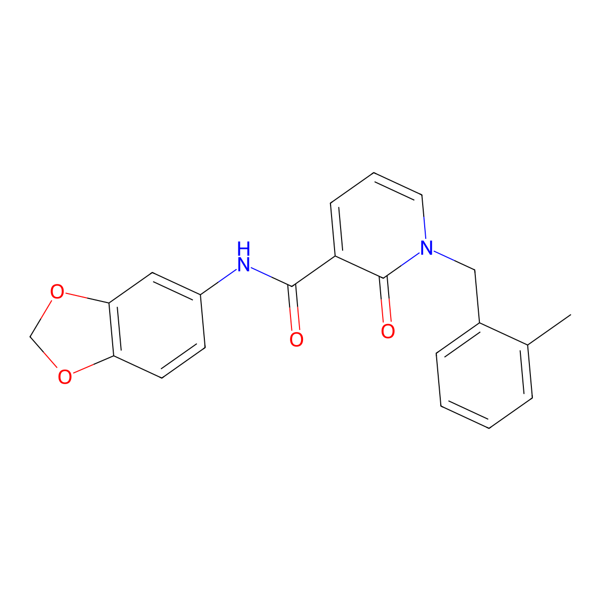 N-1,3-benzodioxol-5-yl-1-(2-methylbenzyl)-2-oxo-1,2-dihydropyridine-3-carboxamide molecular structure, CAS 1005298-33-8
