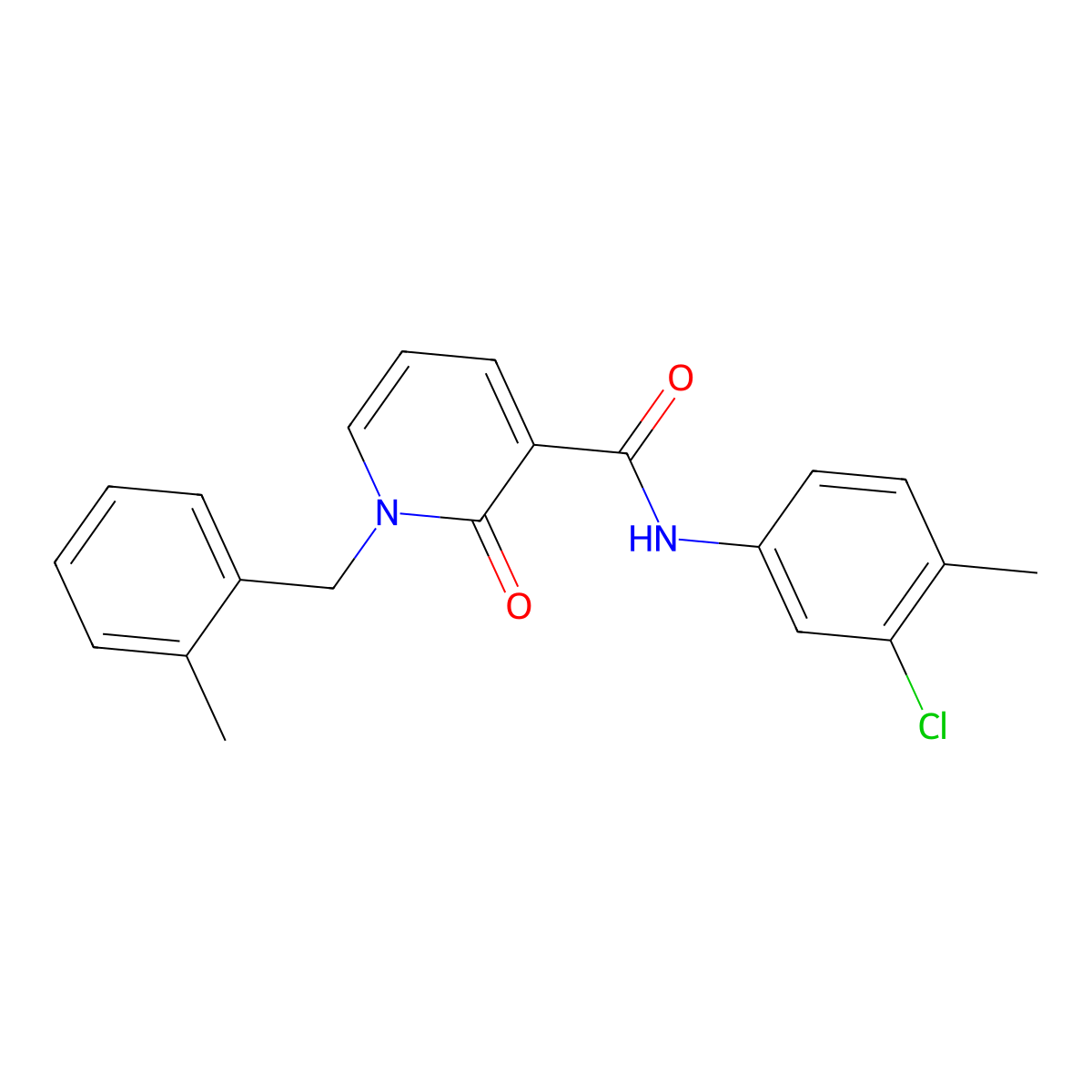 N-(3-chloro-4-methylphenyl)-1-(2-methylbenzyl)-2-oxo-1,2-dihydropyridine-3-carboxamide molecular structure, CAS 1005298-36-1
