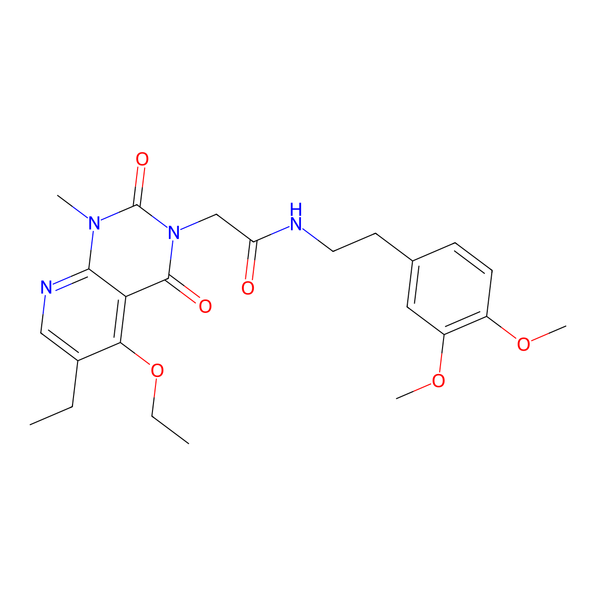 N-(3,4-dimethoxyphenethyl)-2-(5-ethoxy-6-ethyl-1-methyl-2,4-dioxo-1,2-dihydropyrido[2,3-d]pyrimidin-3(4H)-yl)acetamide molecular structure, CAS 1005298-37-2
