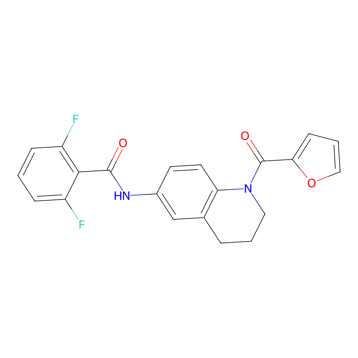 2,6-difluoro-N-[1-(furan-2-carbonyl)-1,2,3,4-tetrahydroquinolin-6-yl]benzamide molecular structure, CAS 1005298-38-3