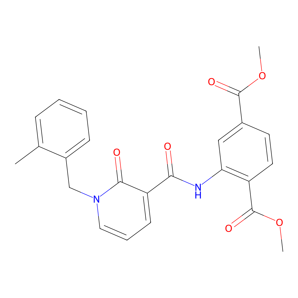 Dimethyl 2-(1-(2-methylbenzyl)-2-oxo-1,2-dihydropyridine-3-carboxamido)terephthalate molecular structure, CAS 1005298-39-4