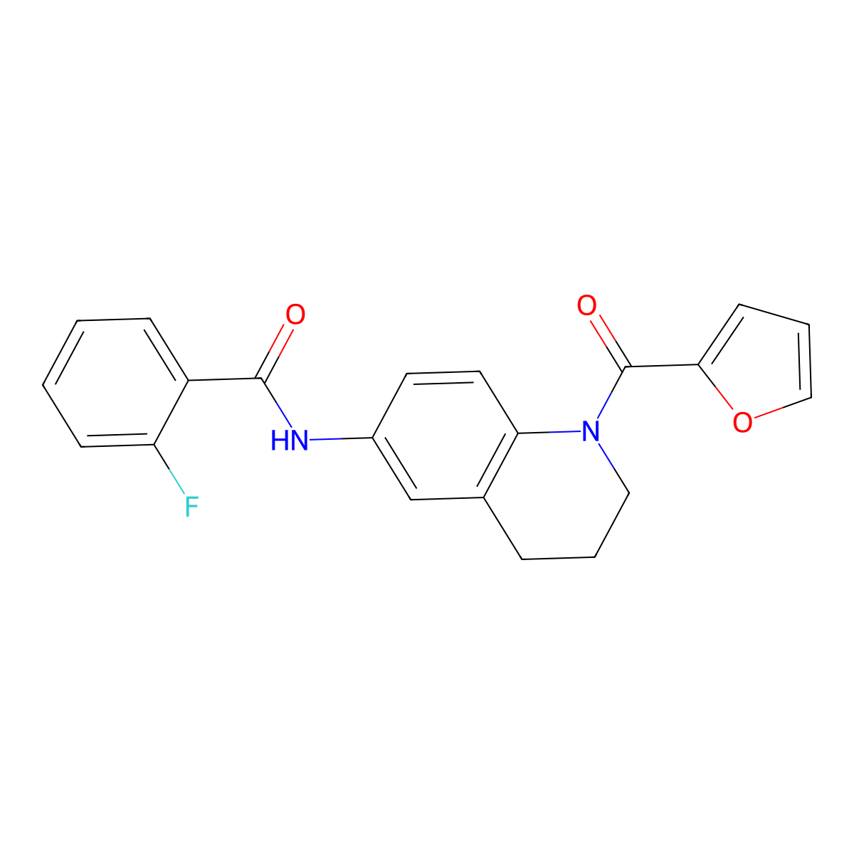 2-fluoro-N-[1-(furan-2-carbonyl)-1,2,3,4-tetrahydroquinolin-6-yl]benzamide molecular structure, CAS 1005298-41-8