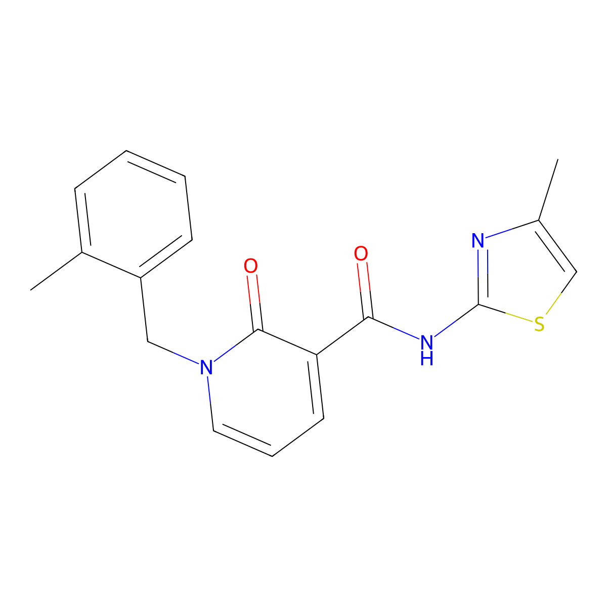 1-(2-methylbenzyl)-N-(4-methylthiazol-2-yl)-2-oxo-1,2-dihydropyridine-3-carboxamide molecular structure, CAS 1005298-42-9