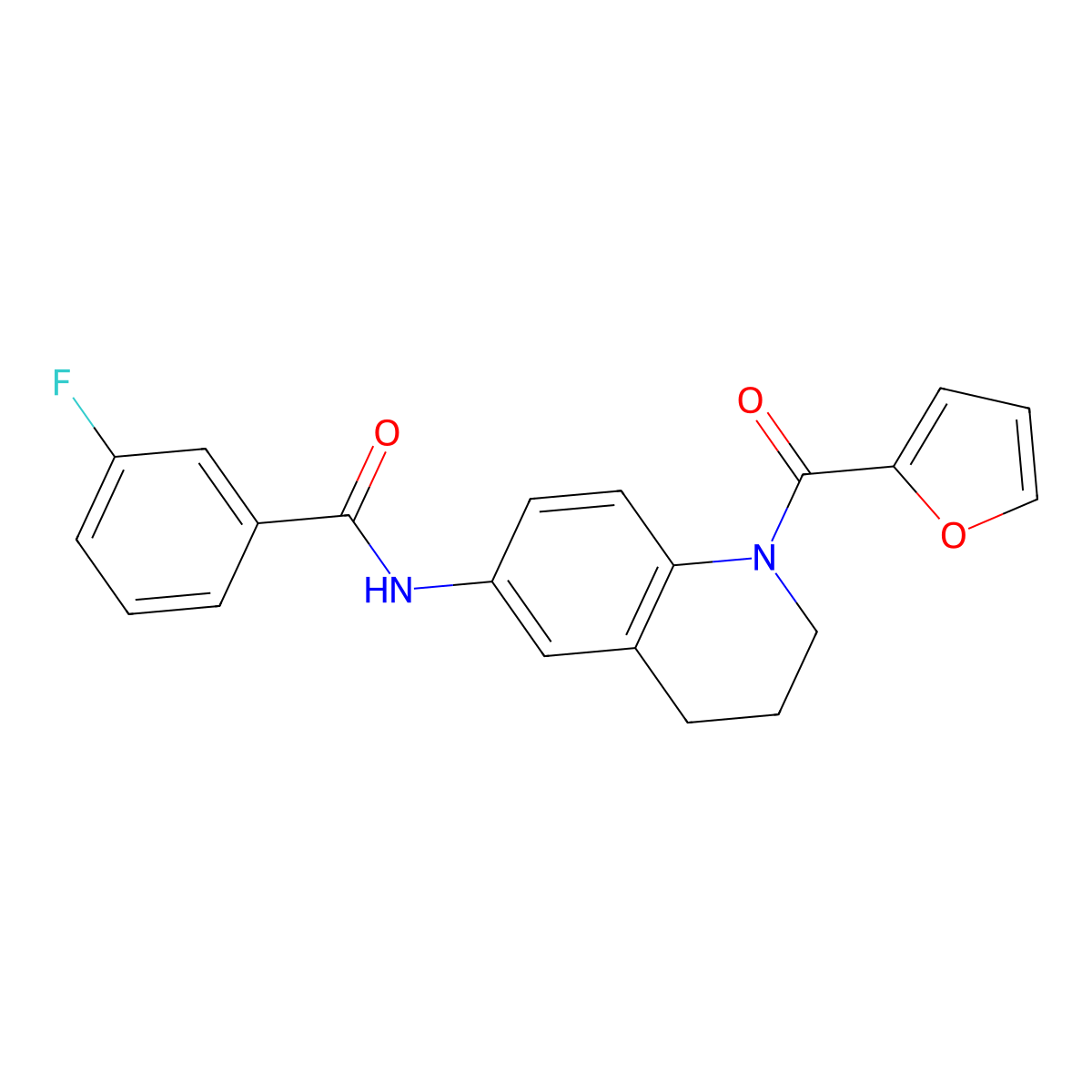 3-fluoro-N-[1-(furan-2-carbonyl)-1,2,3,4-tetrahydroquinolin-6-yl]benzamide molecular structure, CAS 1005298-44-1