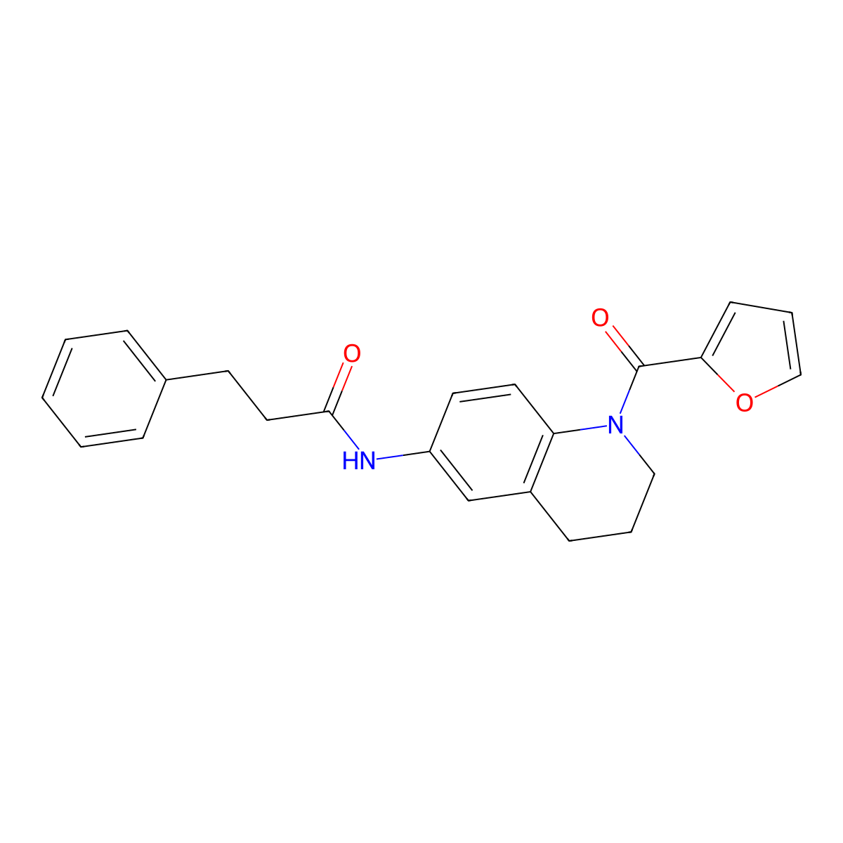 N-[1-(furan-2-carbonyl)-1,2,3,4-tetrahydroquinolin-6-yl]-3-phenylpropanamide molecular structure, CAS 1005298-47-4