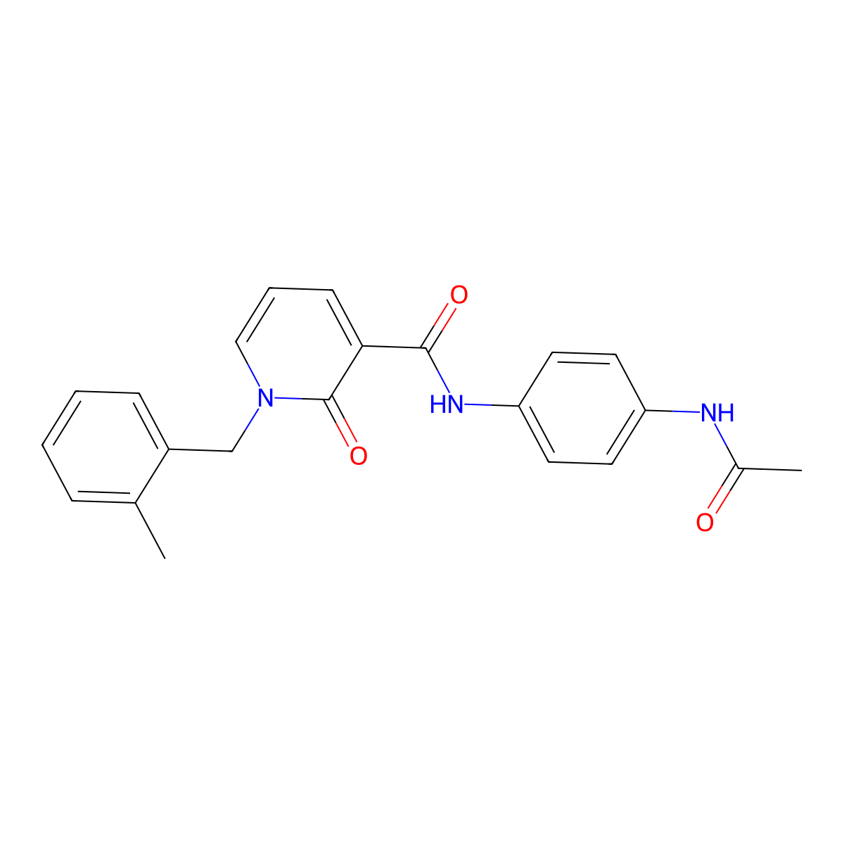 N-(4-acetamidophenyl)-1-(2-methylbenzyl)-2-oxo-1,2-dihydropyridine-3-carboxamide molecular structure, CAS 1005298-53-2
