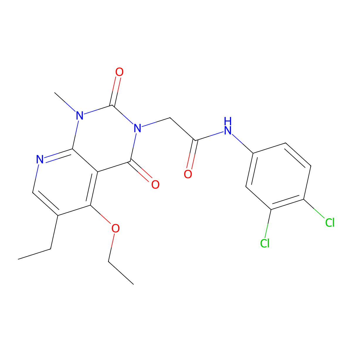 N-(3,4-dichlorophenyl)-2-(5-ethoxy-6-ethyl-1-methyl-2,4-dioxo-1,2-dihydropyrido[2,3-d]pyrimidin-3(4H)-yl)acetamide molecular structure, CAS 1005298-54-3