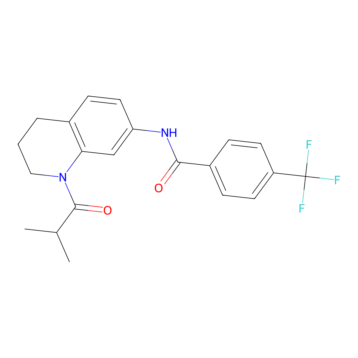 N-(1-isobutyryl-1,2,3,4-tetrahydroquinolin-7-yl)-4-(trifluoromethyl)benzamide molecular structure, CAS 1005298-55-4