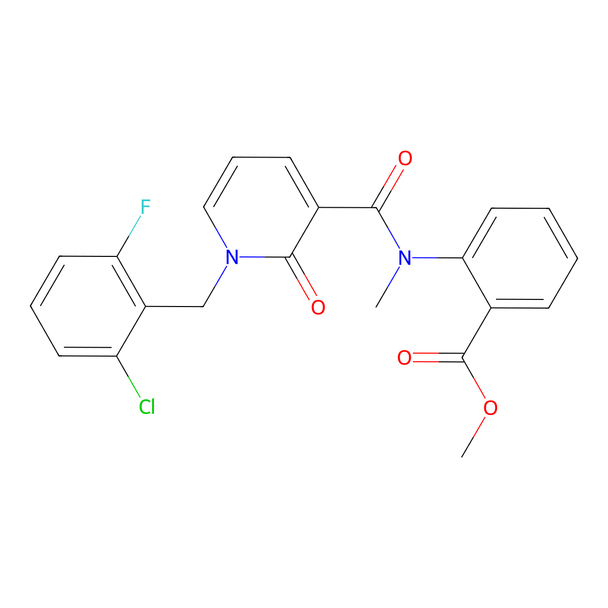 methyl 2-(1-(2-chloro-6-fluorobenzyl)-N-methyl-2-oxo-1,2-dihydropyridine-3-carboxamido)benzoate molecular structure, CAS 1005298-56-5