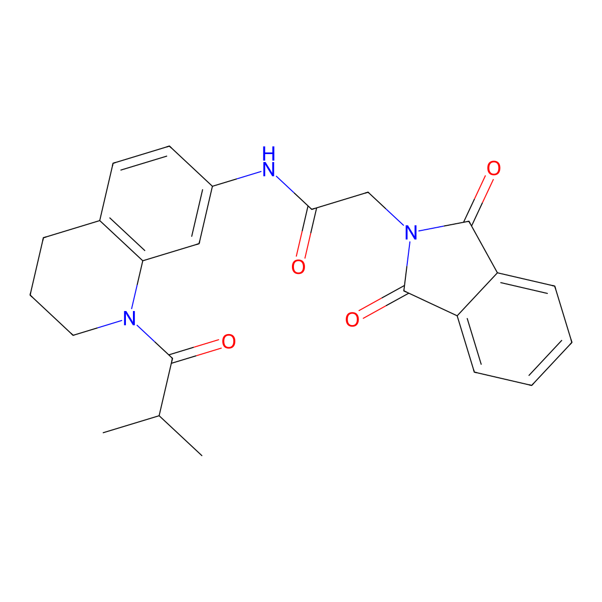 2-(1,3-dioxoisoindolin-2-yl)-N-(1-isobutyryl-1,2,3,4-tetrahydroquinolin-7-yl)acetamide molecular structure, CAS 1005298-58-7