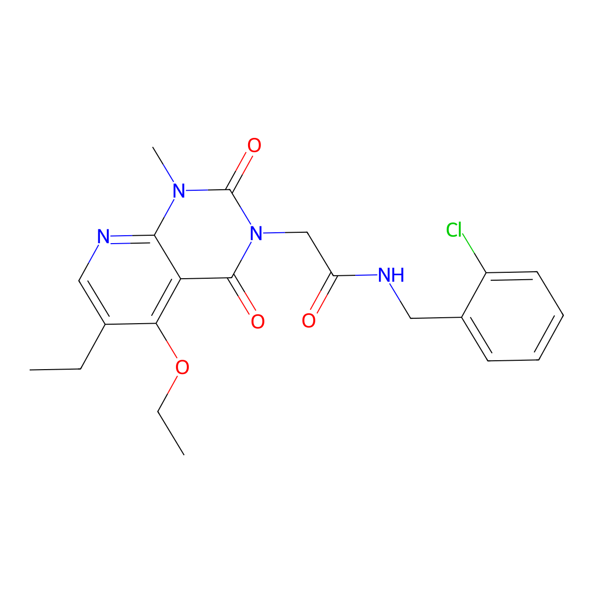 N-(2-chlorobenzyl)-2-(5-ethoxy-6-ethyl-1-methyl-2,4-dioxo-1,2-dihydropyrido[2,3-d]pyrimidin-3(4H)-yl)acetamide molecular structure, CAS 1005298-60-1