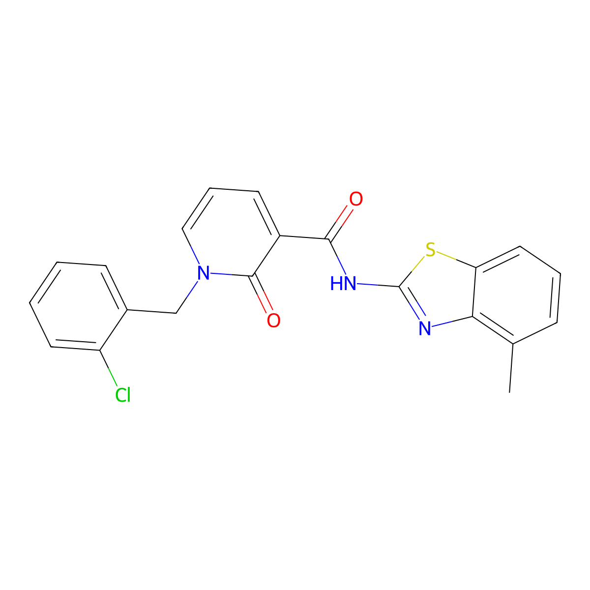 1-(2-chlorobenzyl)-N-(4-methylbenzo[d]thiazol-2-yl)-2-oxo-1,2-dihydropyridine-3-carboxamide molecular structure, CAS 1005298-62-3