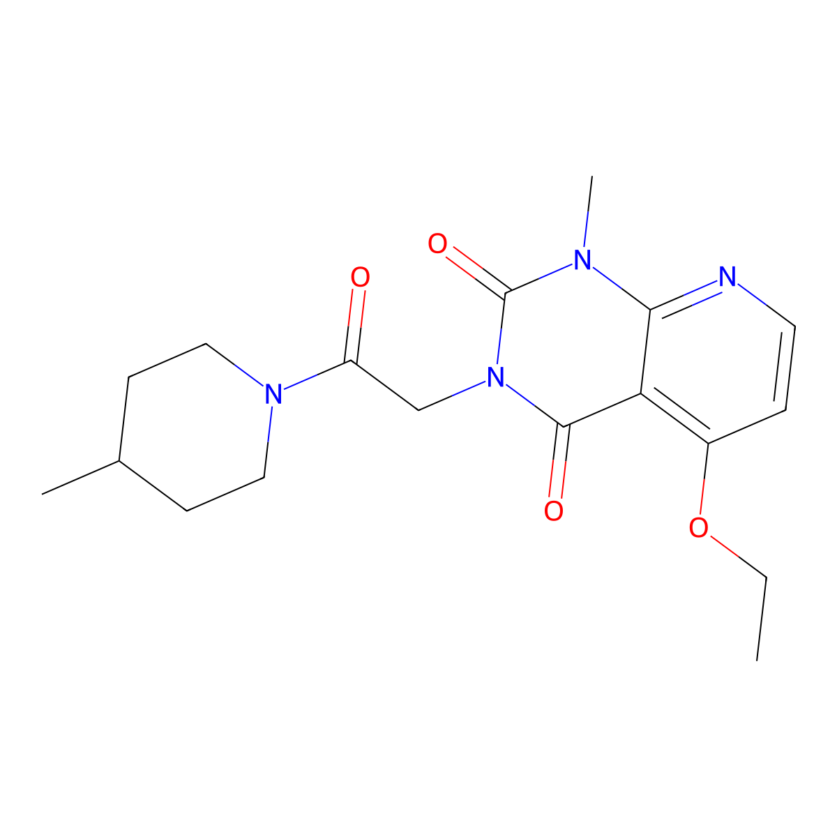 5-ethoxy-1-methyl-3-[2-(4-methylpiperidino)-2-oxoethyl]pyrido[2,3-d]pyrimidine-2,4(1H,3H)-dione molecular structure, CAS 1005298-63-4