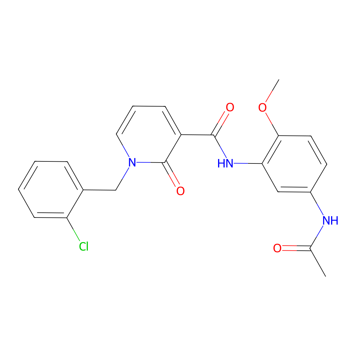 N-(5-acetamido-2-methoxyphenyl)-1-(2-chlorobenzyl)-2-oxo-1,2-dihydropyridine-3-carboxamide molecular structure, CAS 1005298-71-4