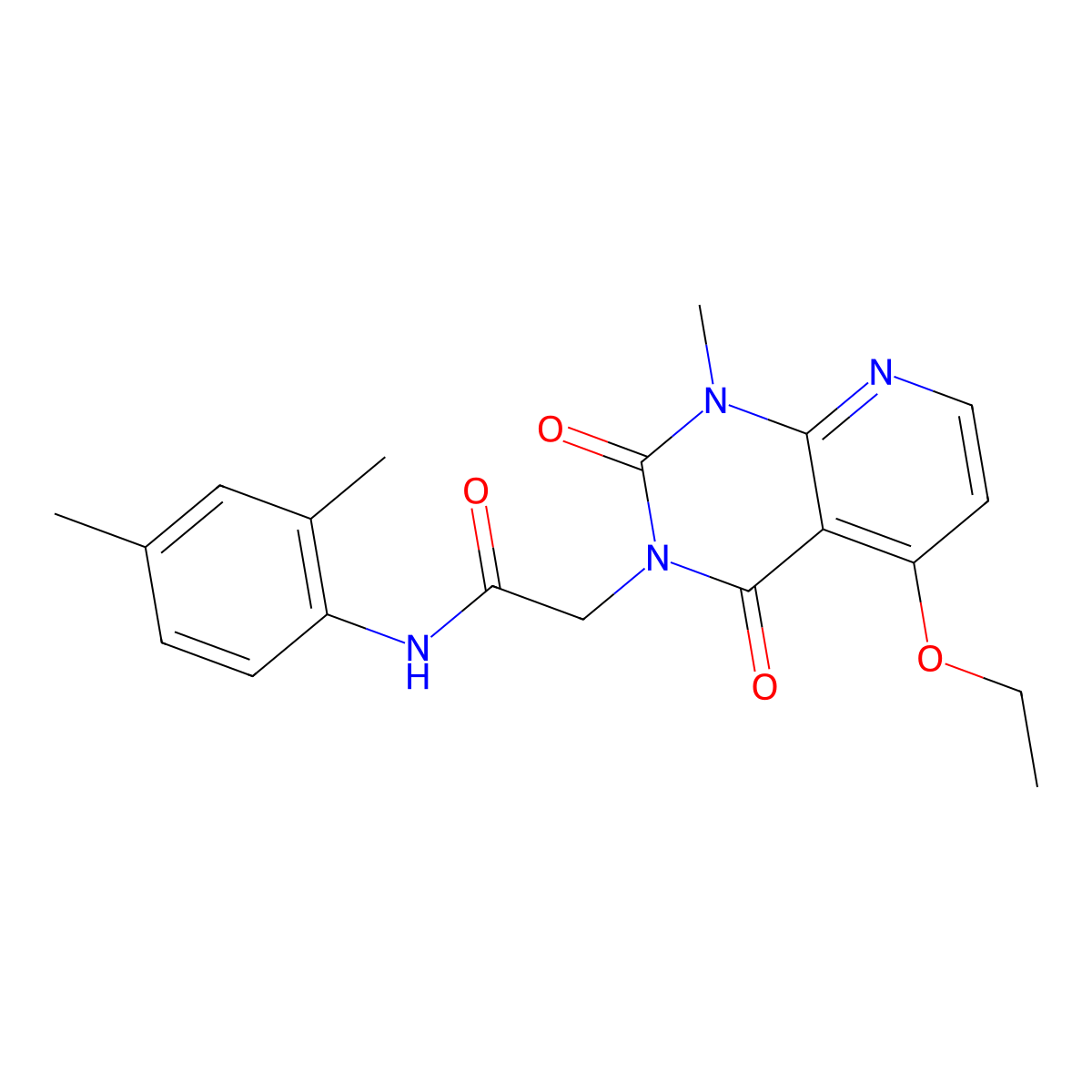 N-(2,4-dimethylphenyl)-2-(5-ethoxy-1-methyl-2,4-dioxo-1,2-dihydropyrido[2,3-d]pyrimidin-3(4H)-yl)acetamide molecular structure, CAS 1005298-72-5