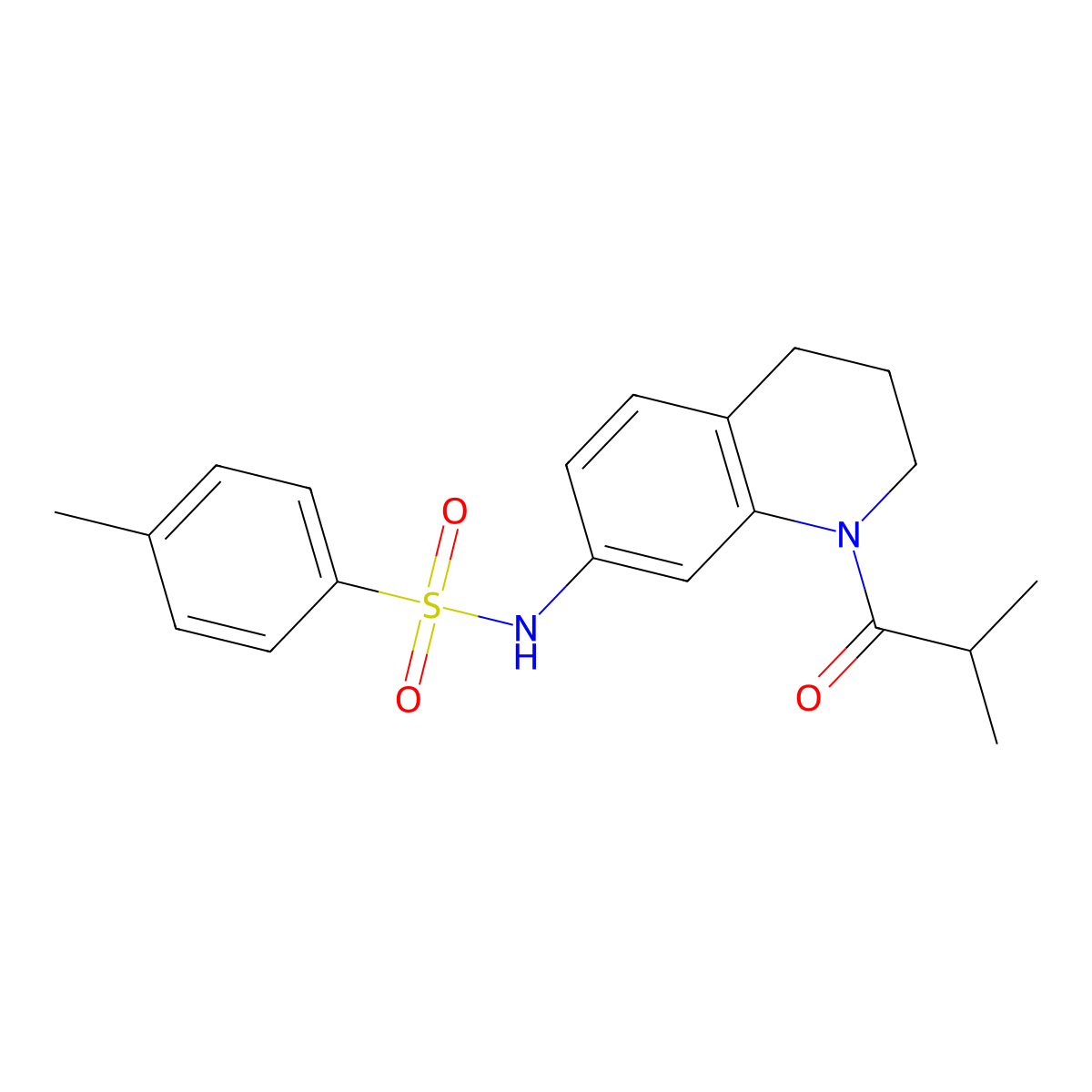 N-(1-isobutyryl-1,2,3,4-tetrahydroquinolin-7-yl)-4-methylbenzenesulfonamide molecular structure, CAS 1005298-75-8