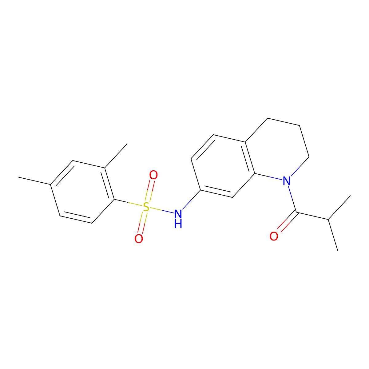 N-(1-isobutyryl-1,2,3,4-tetrahydroquinolin-7-yl)-2,4-dimethylbenzenesulfonamide molecular structure, CAS 1005298-77-0