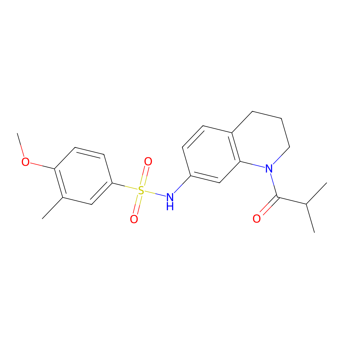 N-(1-isobutyryl-1,2,3,4-tetrahydroquinolin-7-yl)-4-methoxy-3-methylbenzenesulfonamide molecular structure, CAS 1005298-79-2