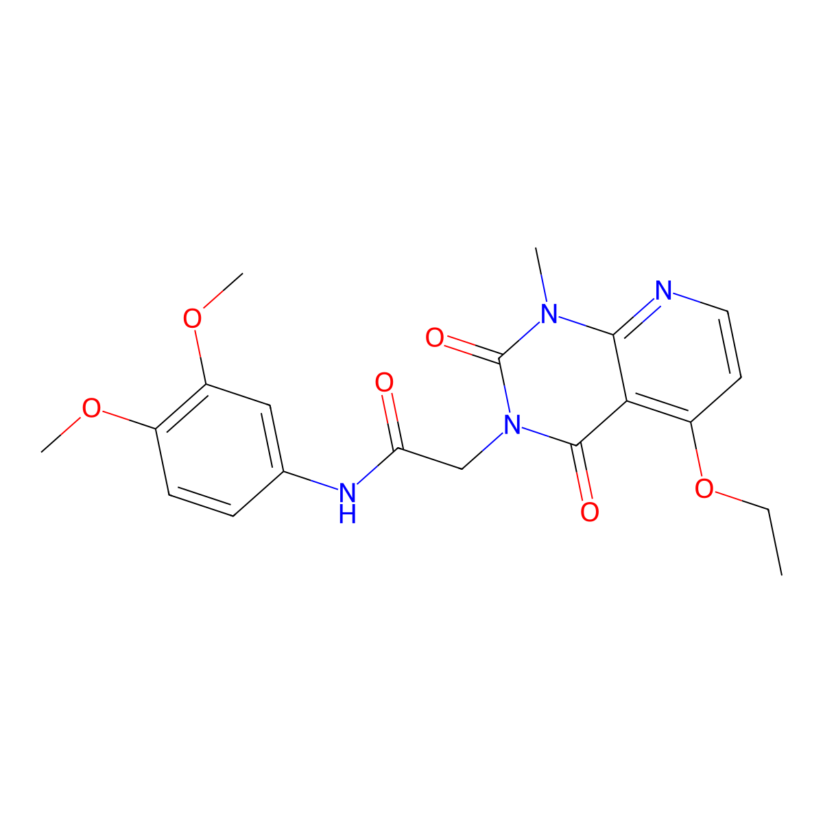 N-(3,4-dimethoxyphenyl)-2-(5-ethoxy-1-methyl-2,4-dioxo-1,2-dihydropyrido[2,3-d]pyrimidin-3(4H)-yl)acetamide molecular structure, CAS 1005298-84-9