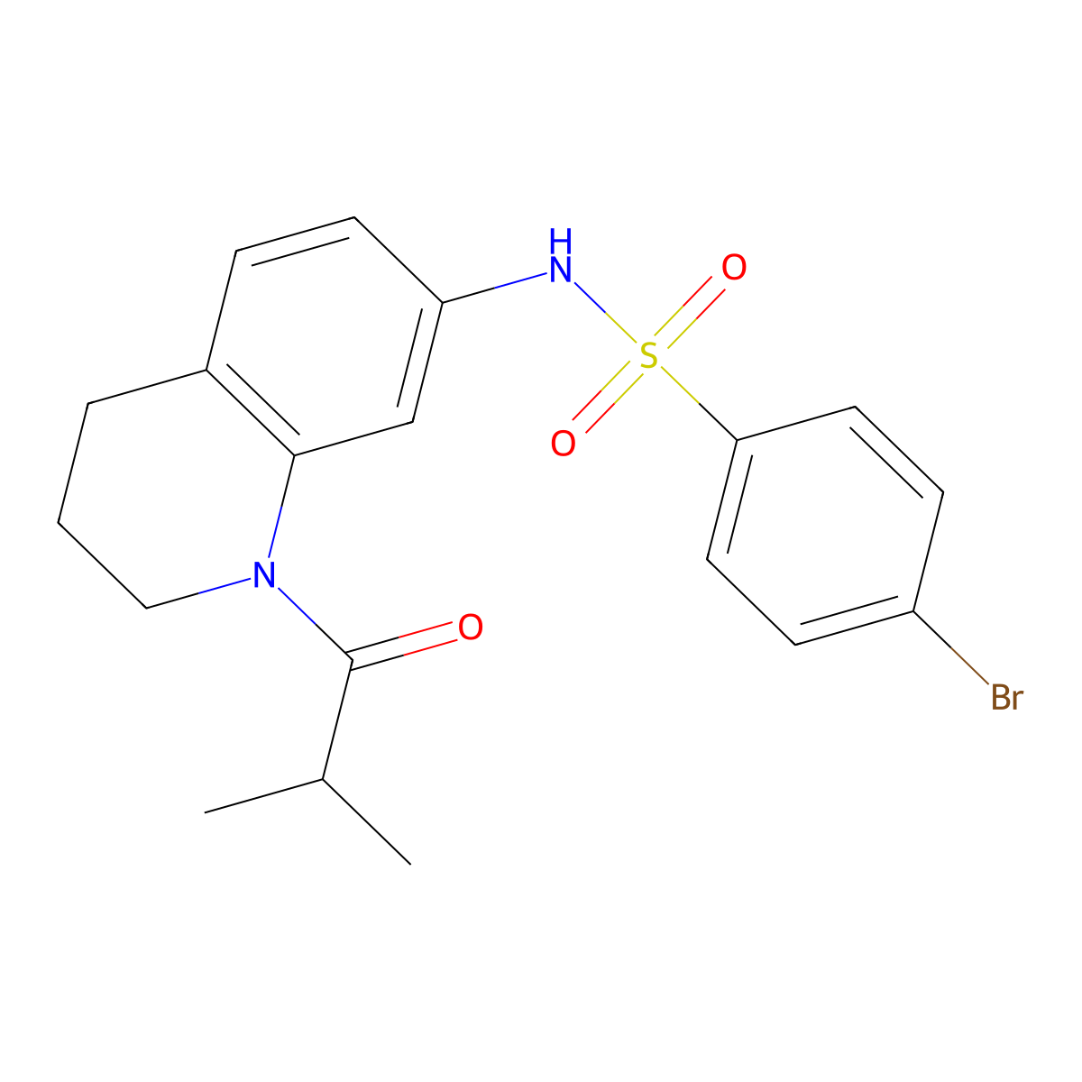 4-bromo-N-(1-isobutyryl-1,2,3,4-tetrahydroquinolin-7-yl)benzenesulfonamide molecular structure, CAS 1005298-89-4