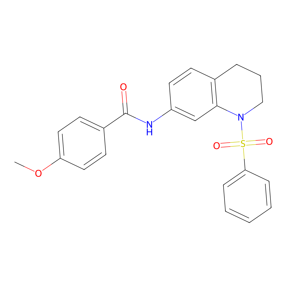 4-methoxy-N-(1-(phenylsulfonyl)-1,2,3,4-tetrahydroquinolin-7-yl)benzamide molecular structure, CAS 1005299-01-3