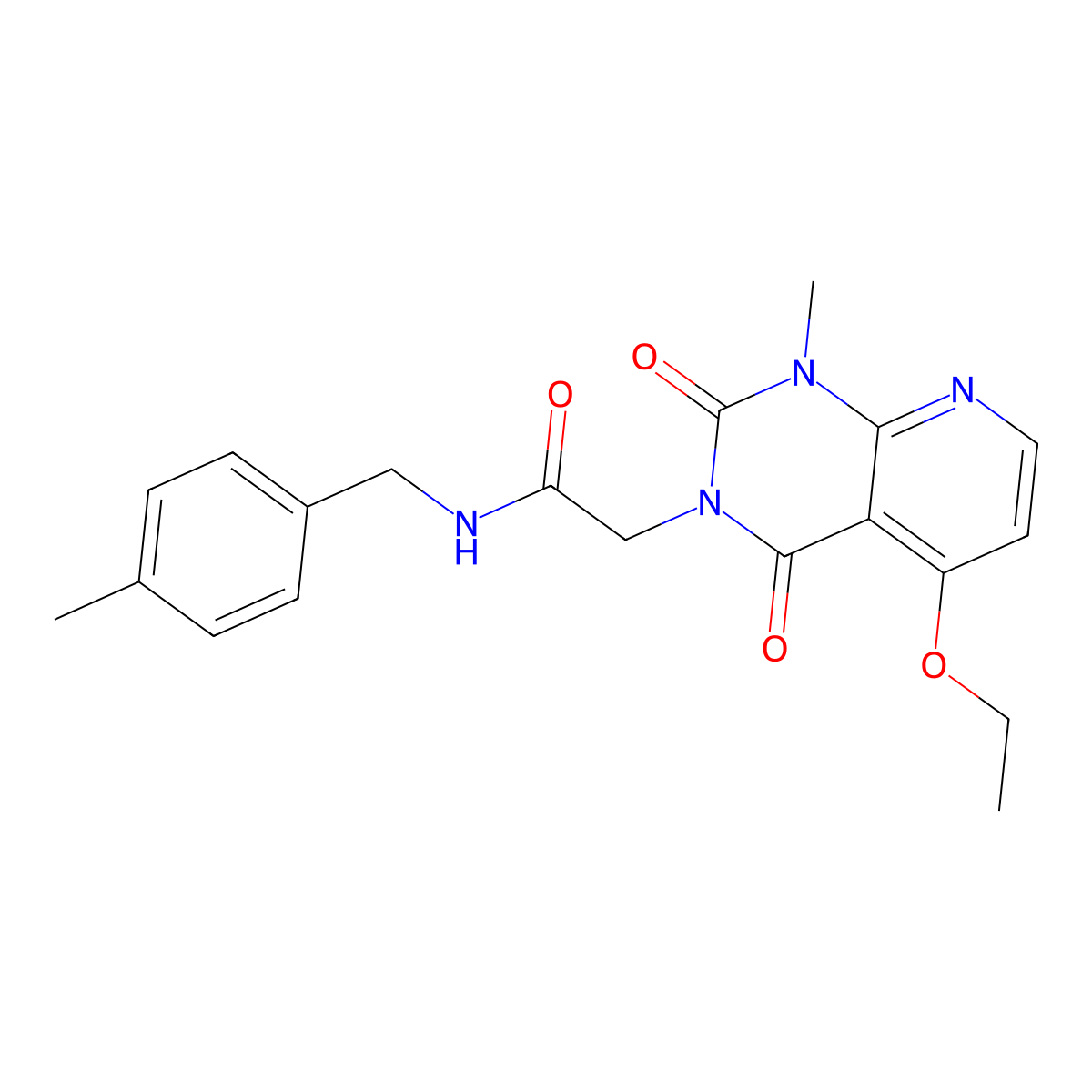 2-(5-ethoxy-1-methyl-2,4-dioxo-1,2-dihydropyrido[2,3-d]pyrimidin-3(4H)-yl)-N-(4-methylbenzyl)acetamide molecular structure, CAS 1005299-04-6