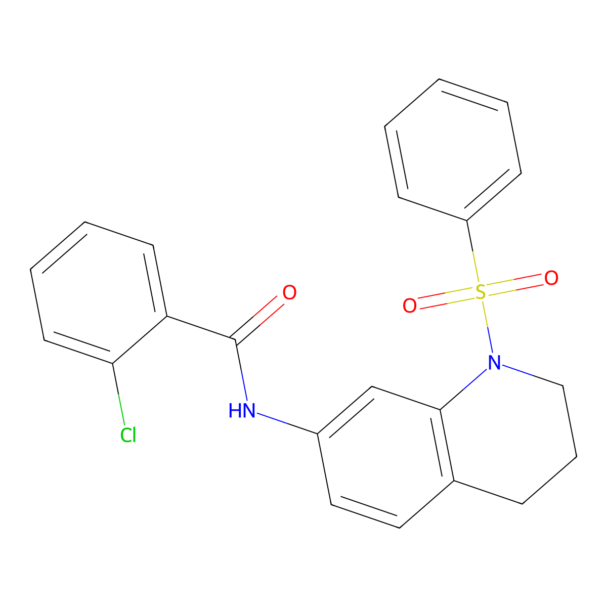 2-chloro-N-(1-(phenylsulfonyl)-1,2,3,4-tetrahydroquinolin-7-yl)benzamide molecular structure, CAS 1005299-07-9