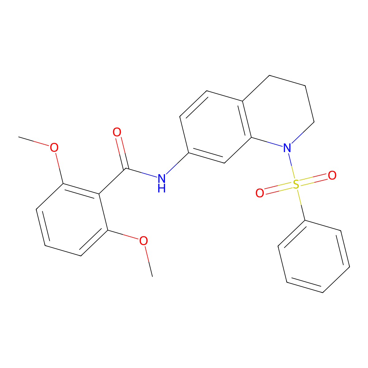 2,6-dimethoxy-N-(1-(phenylsulfonyl)-1,2,3,4-tetrahydroquinolin-7-yl)benzamide molecular structure, CAS 1005299-12-6