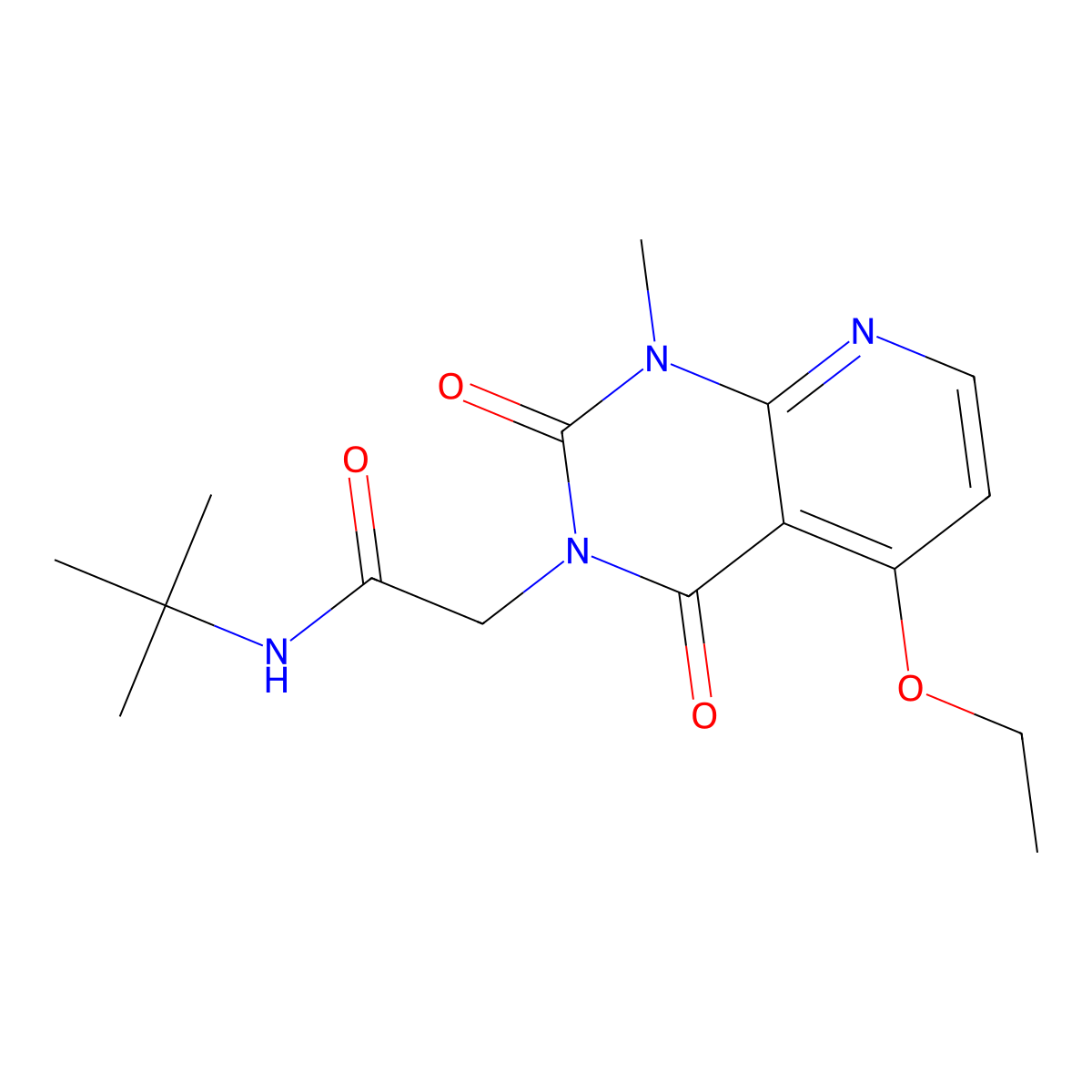 N-(tert-butyl)-2-(5-ethoxy-1-methyl-2,4-dioxo-1,2-dihydropyrido[2,3-d]pyrimidin-3(4H)-yl)acetamide molecular structure, CAS 1005299-14-8