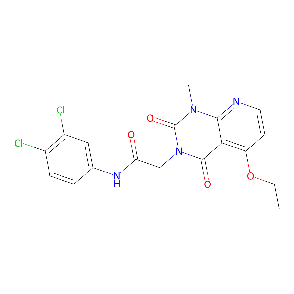 N-(3,4-dichlorophenyl)-2-(5-ethoxy-1-methyl-2,4-dioxo-1,2-dihydropyrido[2,3-d]pyrimidin-3(4H)-yl)acetamide molecular structure, CAS 1005299-20-6