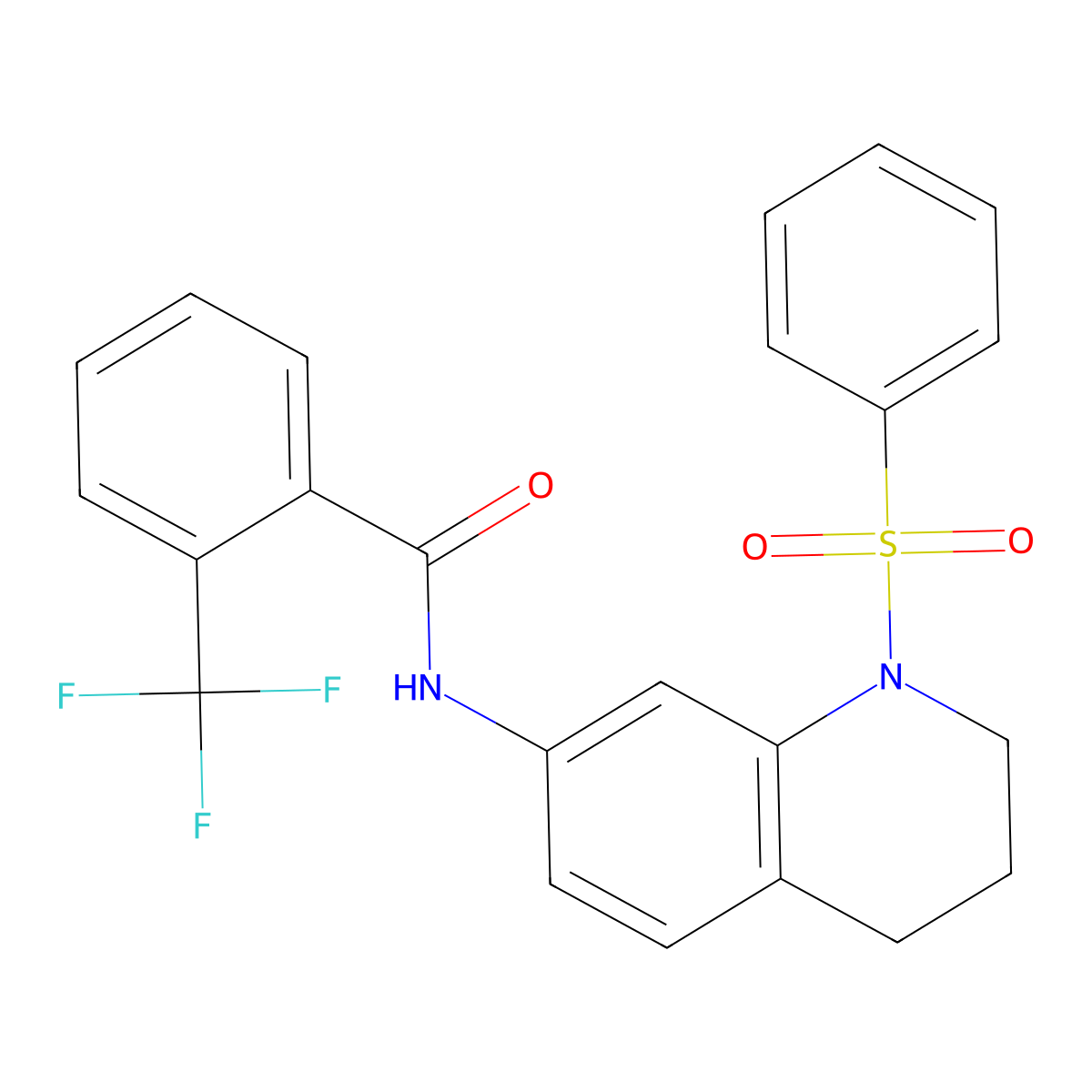 N-(1-(phenylsulfonyl)-1,2,3,4-tetrahydroquinolin-7-yl)-2-(trifluoromethyl)benzamide molecular structure, CAS 1005299-21-7