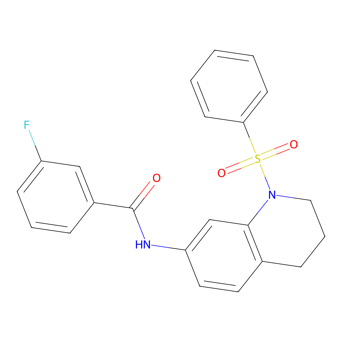 N-[1-(benzenesulfonyl)-3,4-dihydro-2H-quinolin-7-yl]-3-fluorobenzamide molecular structure, CAS 1005299-27-3