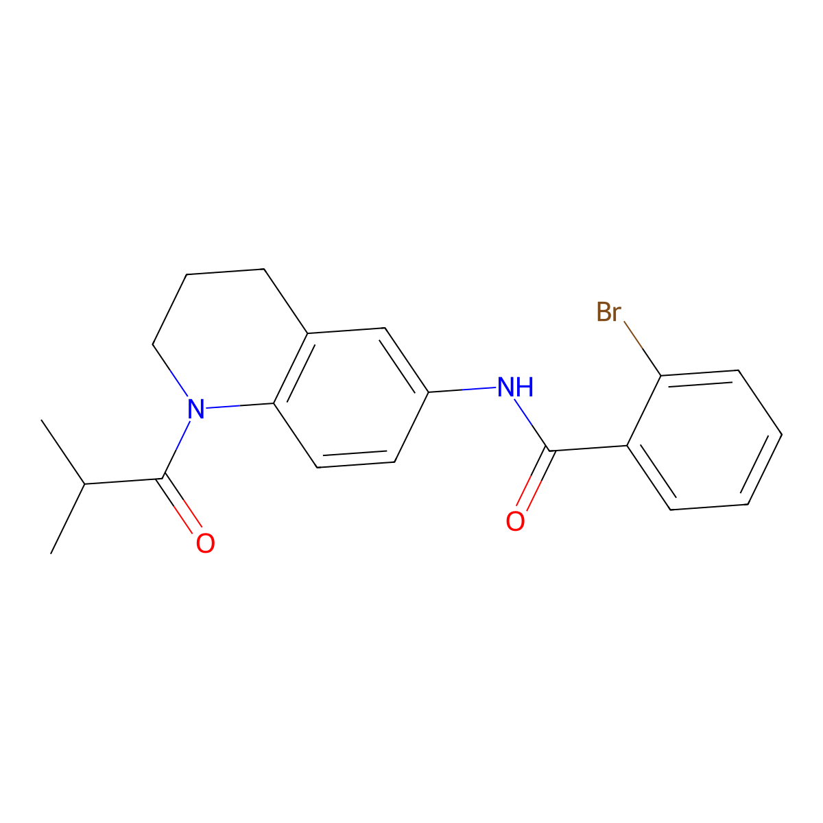 2-bromo-N-(1-isobutyryl-1,2,3,4-tetrahydroquinolin-6-yl)benzamide molecular structure, CAS 1005299-34-2