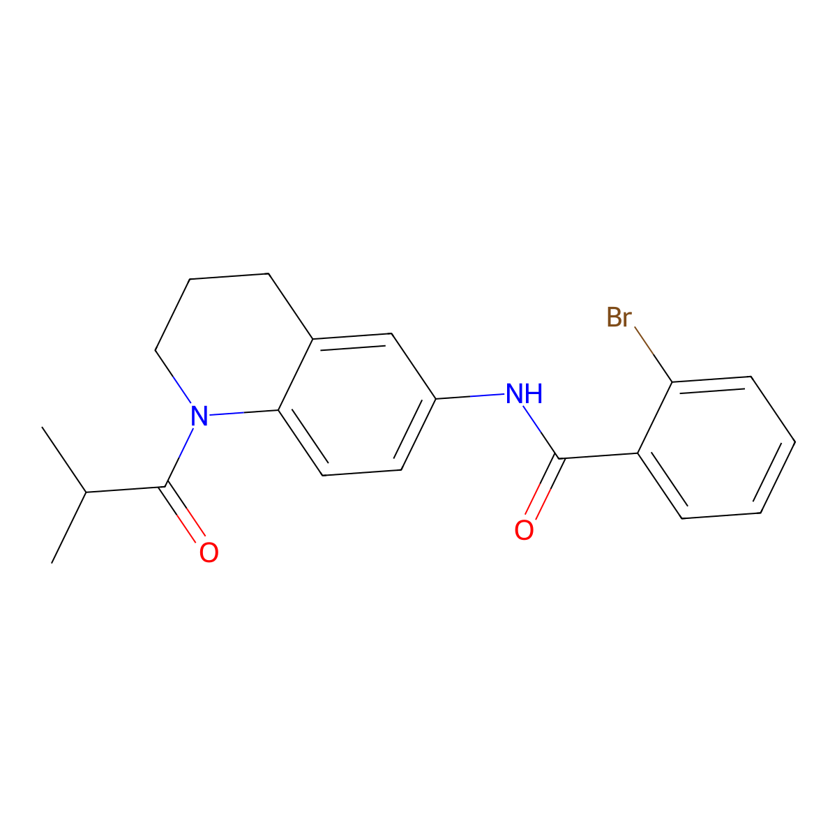 2-bromo-N-(1-isobutyryl-1,2,3,4-tetrahydroquinolin-6-yl)benzamide molecular structure, CAS 1005299-34-2