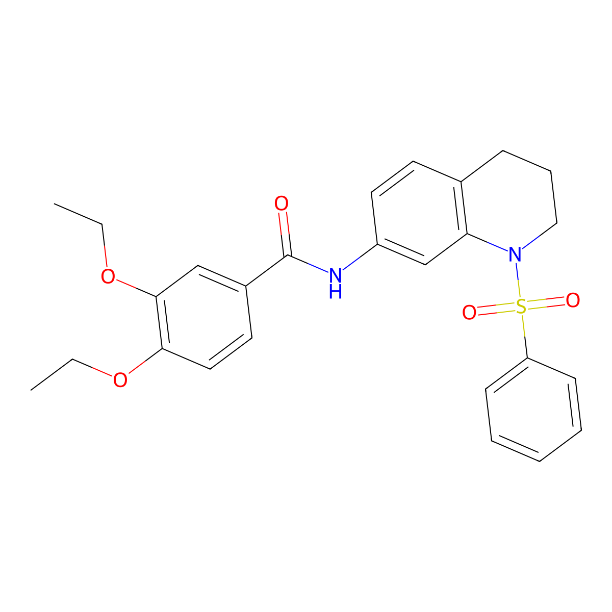 3,4-diethoxy-N-(1-(phenylsulfonyl)-1,2,3,4-tetrahydroquinolin-7-yl)benzamide molecular structure, CAS 1005299-39-7