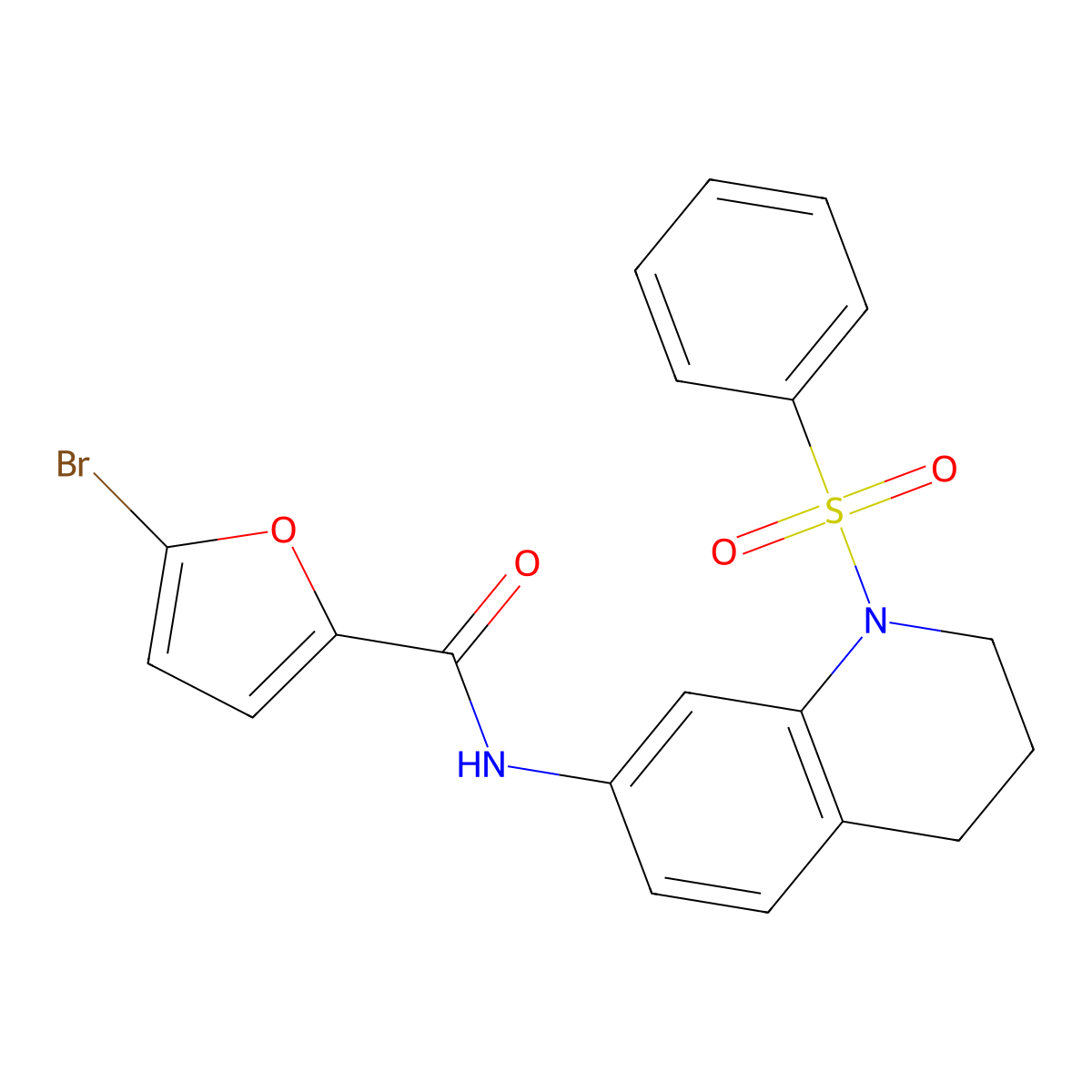 5-bromo-N-(1-(phenylsulfonyl)-1,2,3,4-tetrahydroquinolin-7-yl)furan-2-carboxamide molecular structure, CAS 1005299-42-2