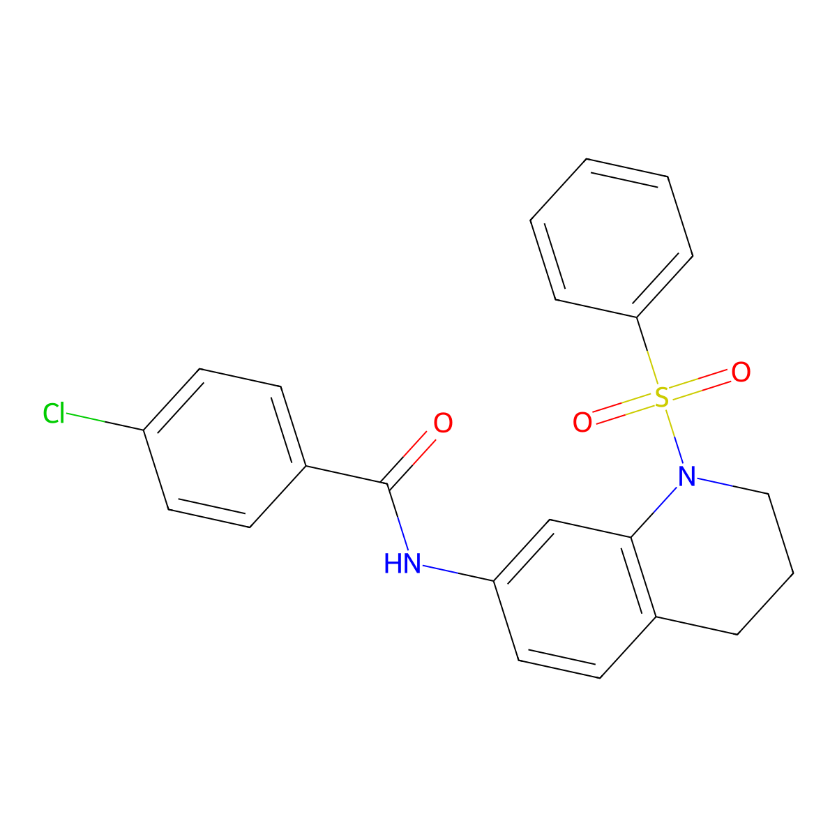 4-chloro-N-(1-(phenylsulfonyl)-1,2,3,4-tetrahydroquinolin-7-yl)benzamide molecular structure, CAS 1005299-51-3