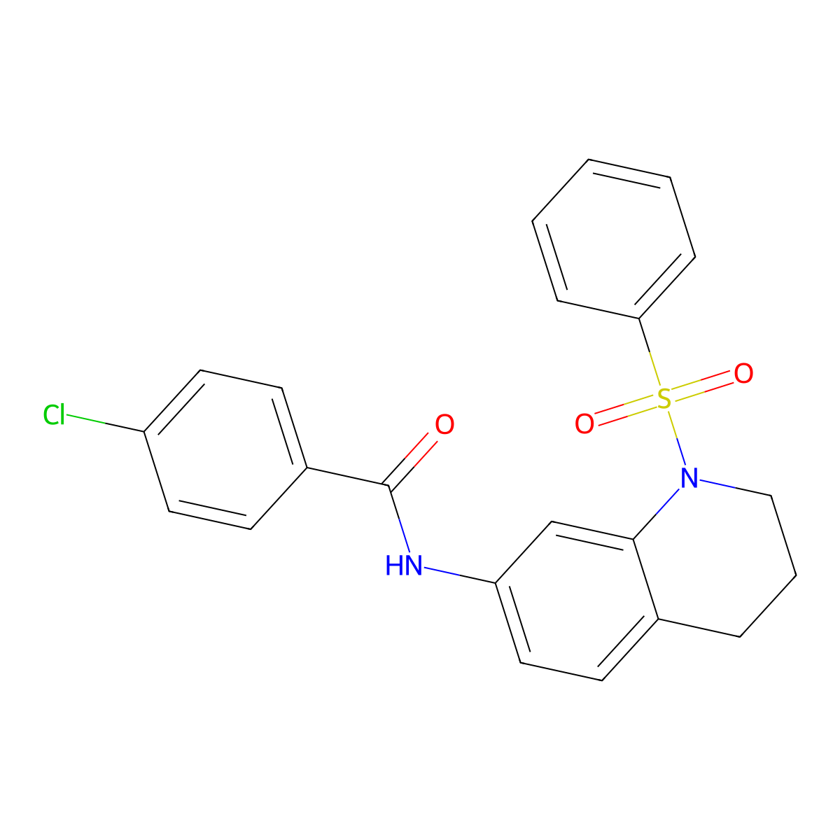 4-chloro-N-(1-(phenylsulfonyl)-1,2,3,4-tetrahydroquinolin-7-yl)benzamide molecular structure, CAS 1005299-51-3