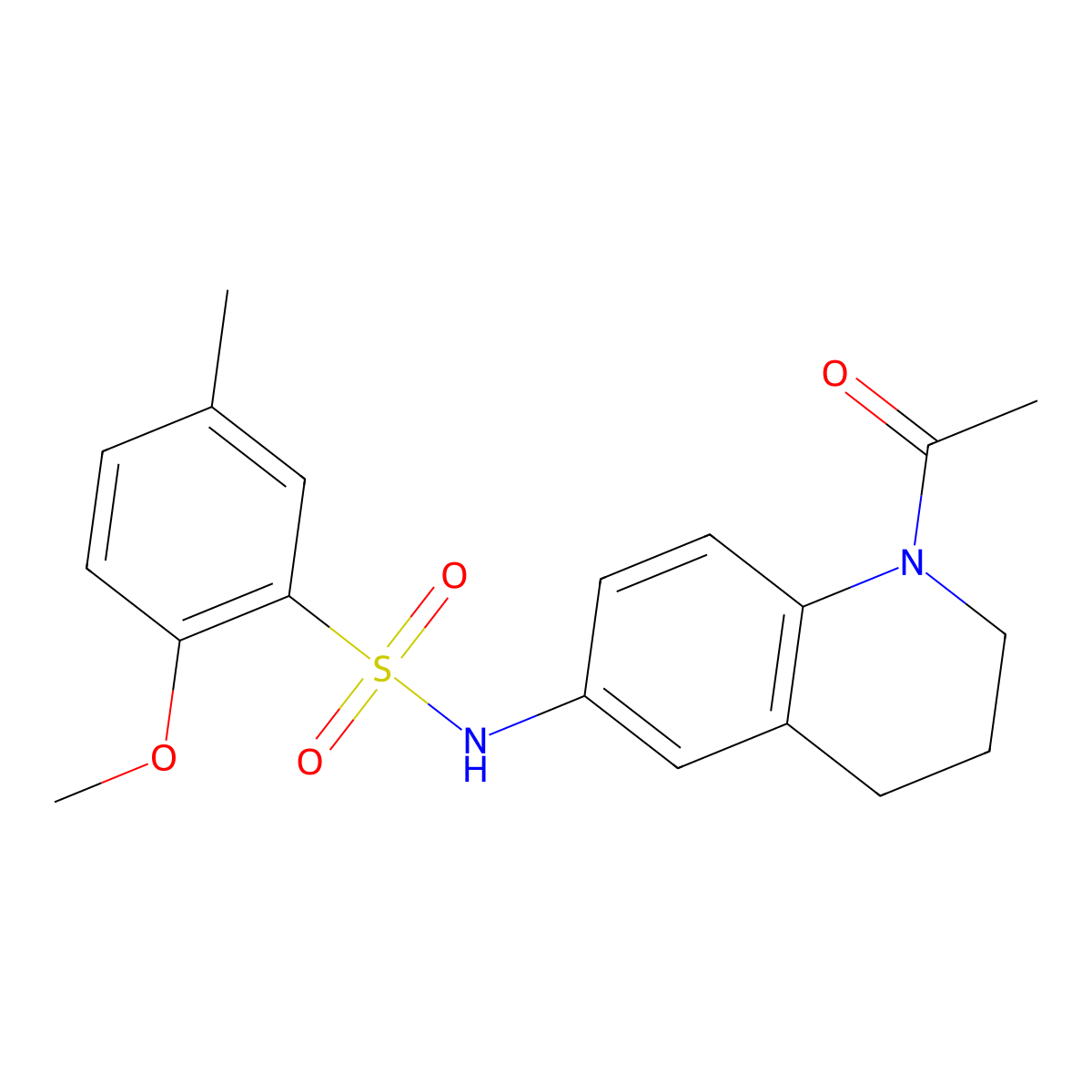 N-(1-acetyl-3,4-dihydro-2H-quinolin-6-yl)-2-methoxy-5-methylbenzenesulfonamide molecular structure, CAS 1005299-52-4