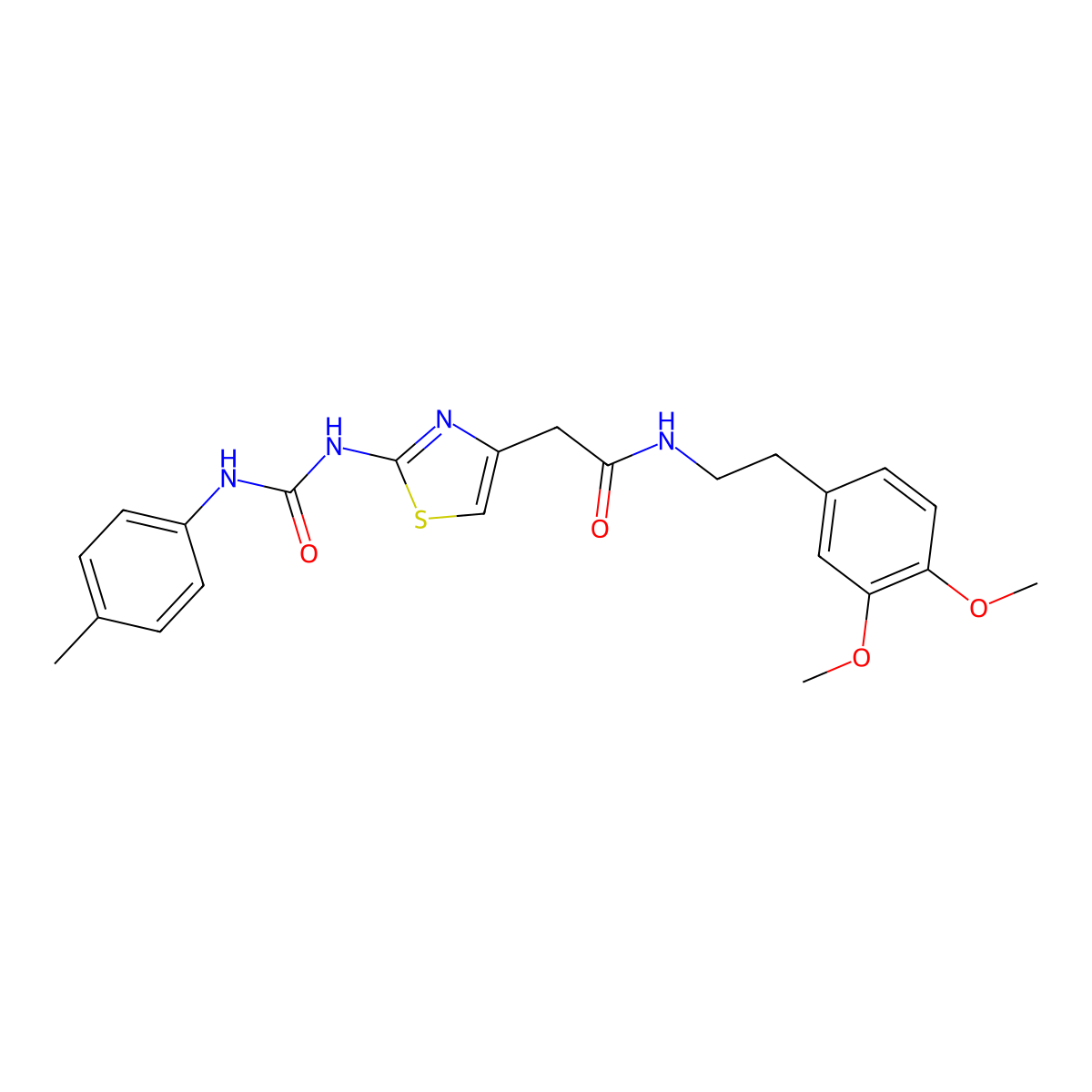 N-(3,4-dimethoxyphenethyl)-2-(2-(3-(p-tolyl)ureido)thiazol-4-yl)acetamide molecular structure, CAS 1005299-53-5