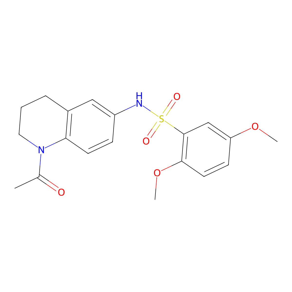 N-(1-acetyl-3,4-dihydro-2H-quinolin-6-yl)-2,5-dimethoxybenzenesulfonamide molecular structure, CAS 1005299-55-7