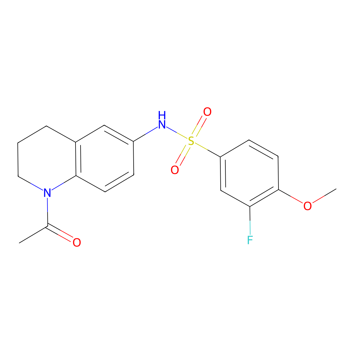 N-(1-acetyl-3,4-dihydro-2H-quinolin-6-yl)-3-fluoro-4-methoxybenzenesulfonamide molecular structure, CAS 1005299-58-0