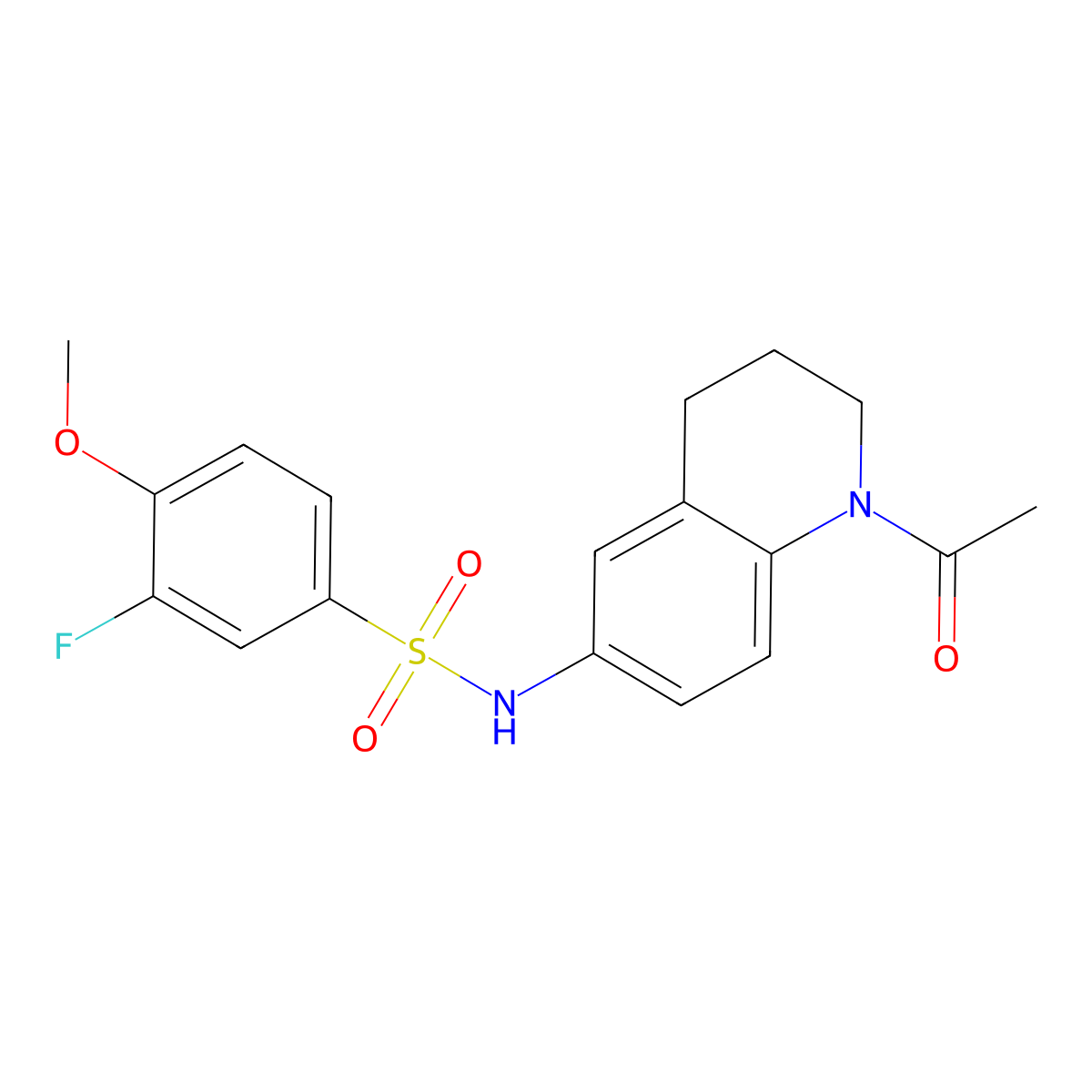 N-(1-acetyl-3,4-dihydro-2H-quinolin-6-yl)-3-fluoro-4-methoxybenzenesulfonamide molecular structure, CAS 1005299-58-0