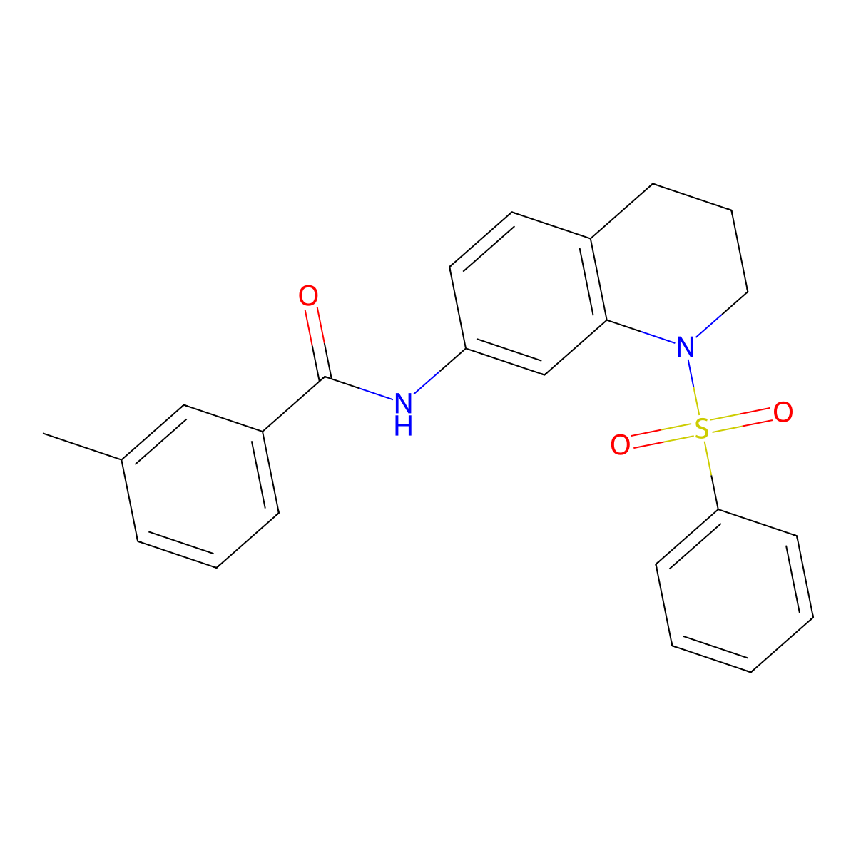 N-[1-(benzenesulfonyl)-3,4-dihydro-2H-quinolin-7-yl]-3-methylbenzamide molecular structure, CAS 1005299-66-0
