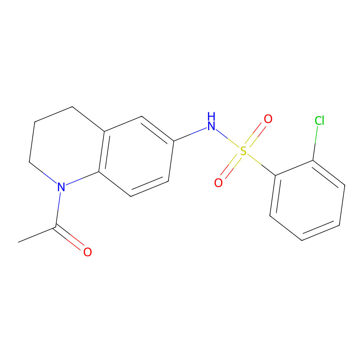 N-(1-acetyl-3,4-dihydro-2H-quinolin-6-yl)-2-chlorobenzenesulfonamide molecular structure, CAS 1005299-67-1