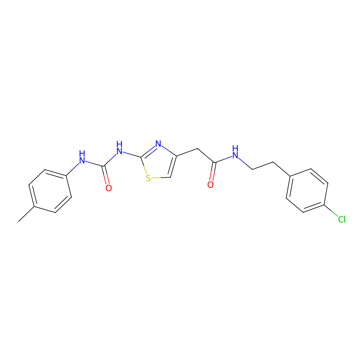 N-(4-chlorophenethyl)-2-(2-(3-(p-tolyl)ureido)thiazol-4-yl)acetamide molecular structure, CAS 1005299-68-2
